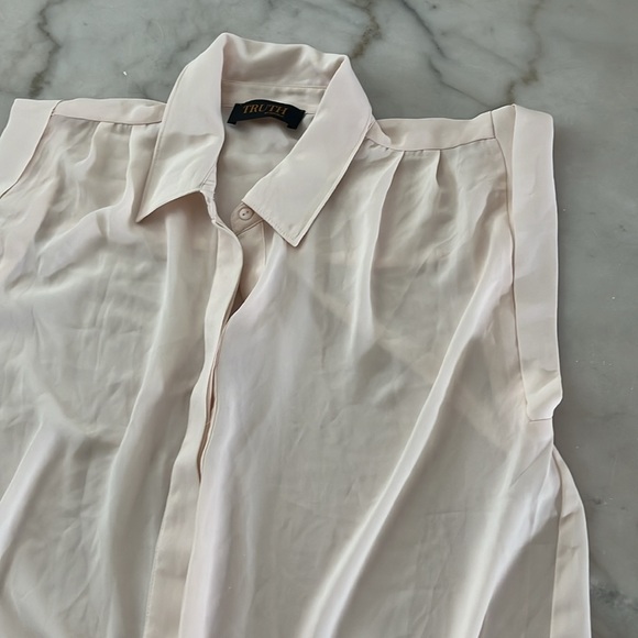 TRUTH BY REPUBLIC Sleveless Button Down Shirt Blouse Bare Pink Sz M - Picture 9 of 14